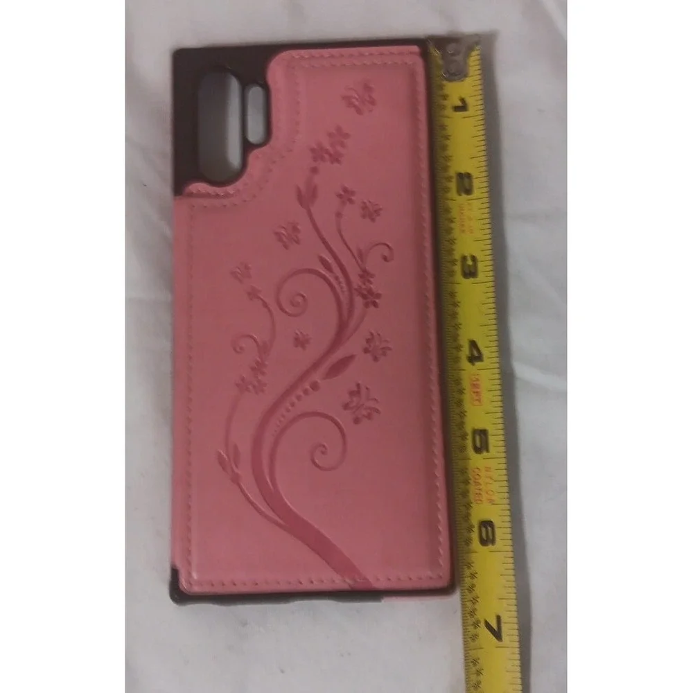 Wallet Phone Case‎ For Samsung Galaxy Note10+ Pink Leather Butterfly Floral READ